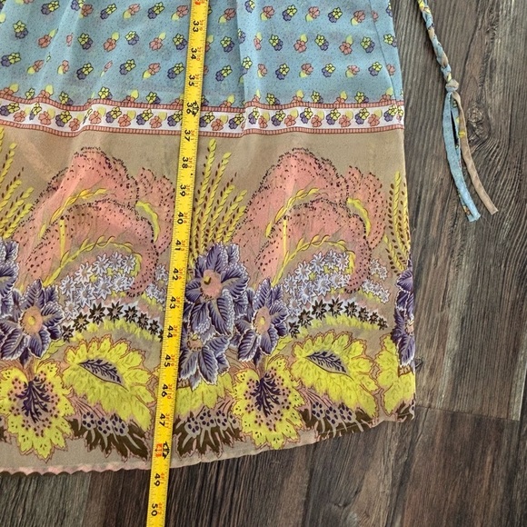 Lani Smocked Strapless Maxi Hawaiian Dress Women’s Lg Blue Yellow Salmon Floral - Picture 5 of 10